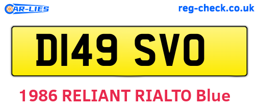 D149SVO are the vehicle registration plates.