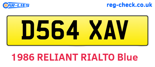 D564XAV are the vehicle registration plates.