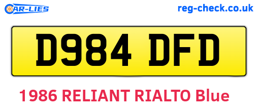 D984DFD are the vehicle registration plates.