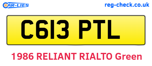 C613PTL are the vehicle registration plates.