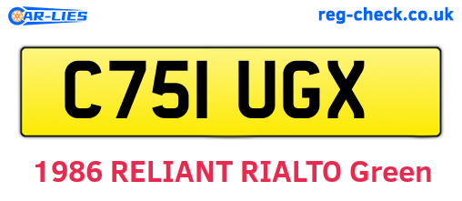 C751UGX are the vehicle registration plates.