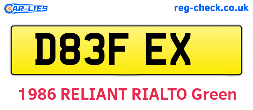 D83FEX are the vehicle registration plates.