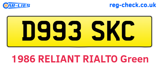 D993SKC are the vehicle registration plates.