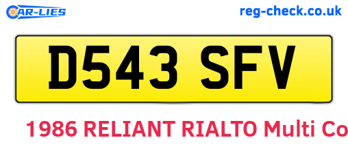 D543SFV are the vehicle registration plates.