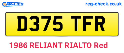 D375TFR are the vehicle registration plates.