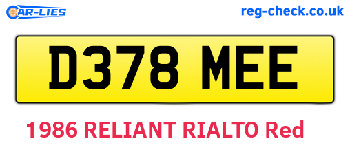 D378MEE are the vehicle registration plates.