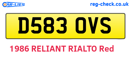 D583OVS are the vehicle registration plates.