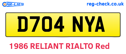 D704NYA are the vehicle registration plates.