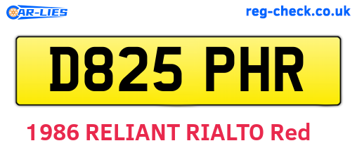 D825PHR are the vehicle registration plates.