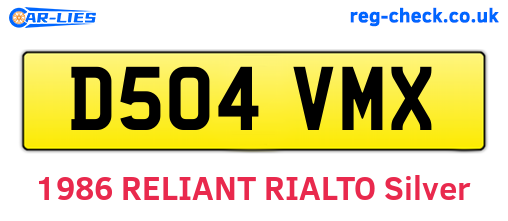 D504VMX are the vehicle registration plates.