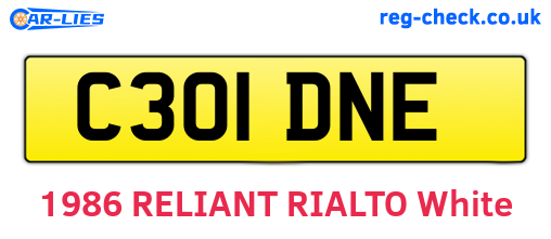 C301DNE are the vehicle registration plates.