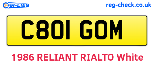 C801GOM are the vehicle registration plates.