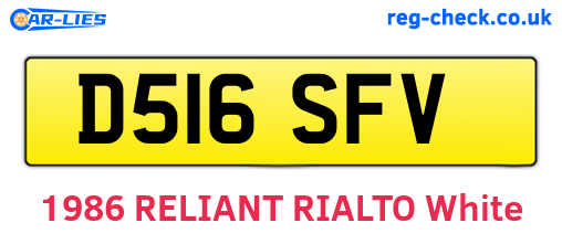 D516SFV are the vehicle registration plates.