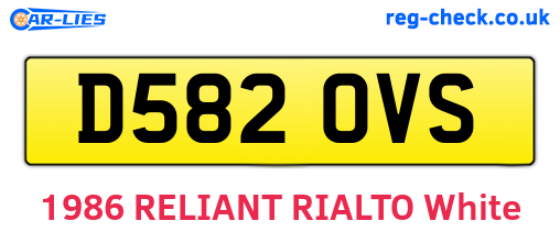 D582OVS are the vehicle registration plates.