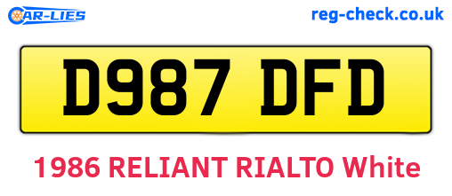D987DFD are the vehicle registration plates.