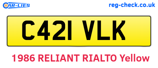 C421VLK are the vehicle registration plates.