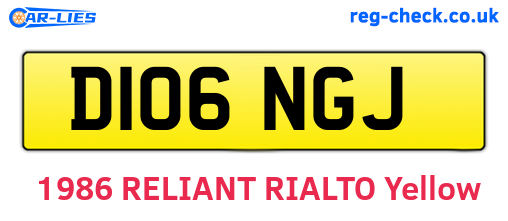 D106NGJ are the vehicle registration plates.