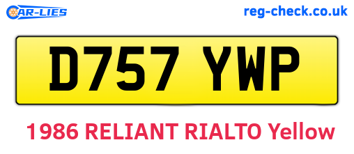 D757YWP are the vehicle registration plates.