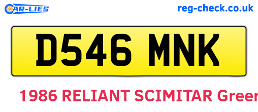 D546MNK are the vehicle registration plates.