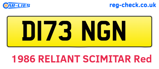 D173NGN are the vehicle registration plates.
