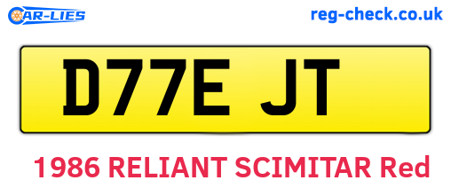 D77EJT are the vehicle registration plates.
