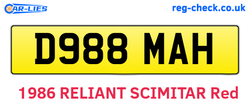 D988MAH are the vehicle registration plates.