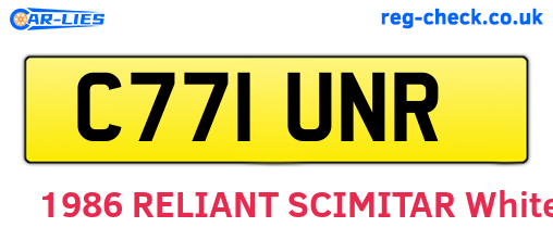 C771UNR are the vehicle registration plates.