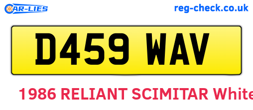 D459WAV are the vehicle registration plates.