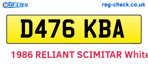 D476KBA are the vehicle registration plates.