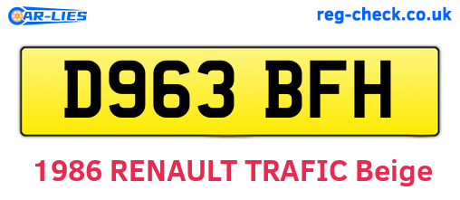 D963BFH are the vehicle registration plates.