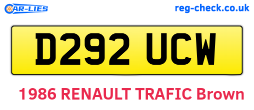 D292UCW are the vehicle registration plates.