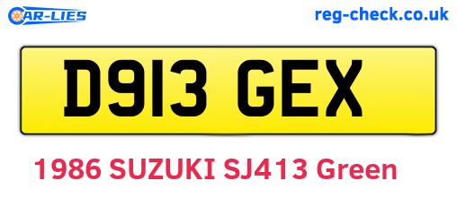 D913GEX are the vehicle registration plates.