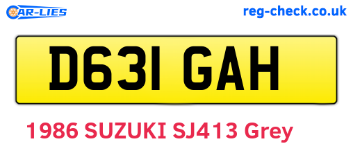 D631GAH are the vehicle registration plates.