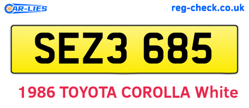 SEZ3685 are the vehicle registration plates.