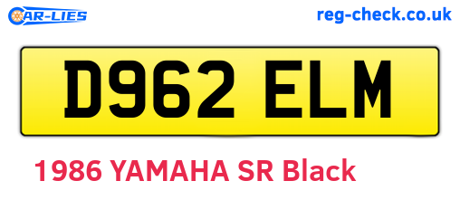 D962ELM are the vehicle registration plates.