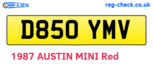 D850YMV are the vehicle registration plates.