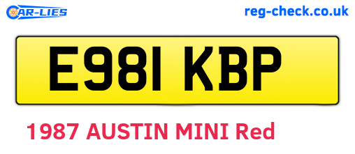 E981KBP are the vehicle registration plates.