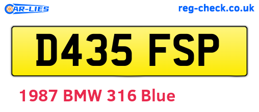 D435FSP are the vehicle registration plates.