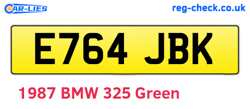 E764JBK are the vehicle registration plates.
