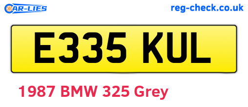 E335KUL are the vehicle registration plates.