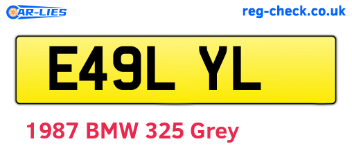 E49LYL are the vehicle registration plates.