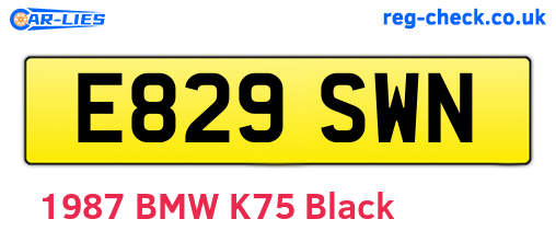 E829SWN are the vehicle registration plates.