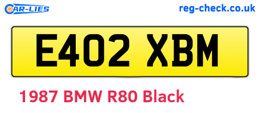 E402XBM are the vehicle registration plates.