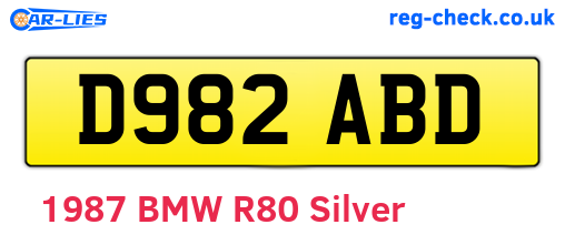 D982ABD are the vehicle registration plates.