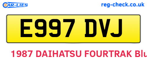 E997DVJ are the vehicle registration plates.