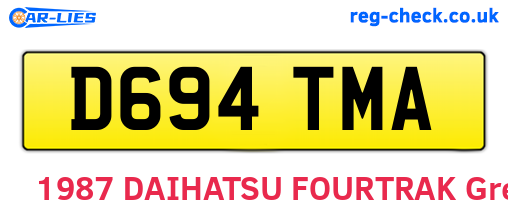 D694TMA are the vehicle registration plates.