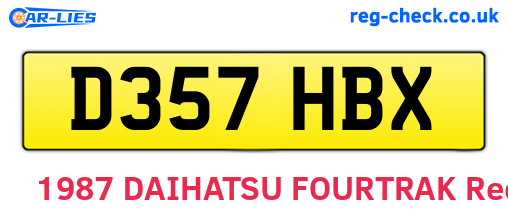 D357HBX are the vehicle registration plates.