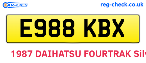 E988KBX are the vehicle registration plates.
