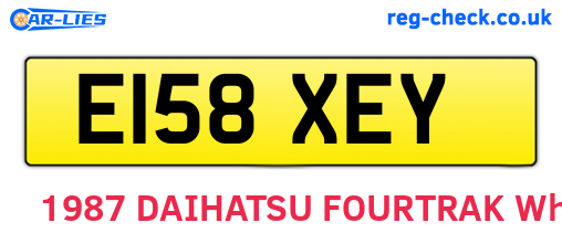 E158XEY are the vehicle registration plates.