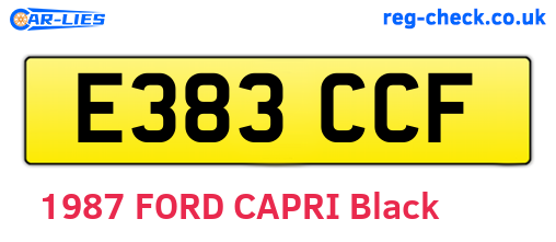 E383CCF are the vehicle registration plates.